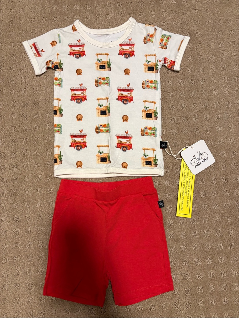 White & Red Bamboo Set - Market Cart Print